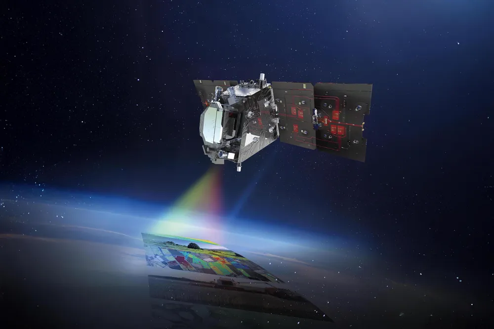 Vue artistique du satellite Flex qui prendra la direction de Kourou en juin prochain. Crédits photo : Thales Alenia Space - E.Briot.