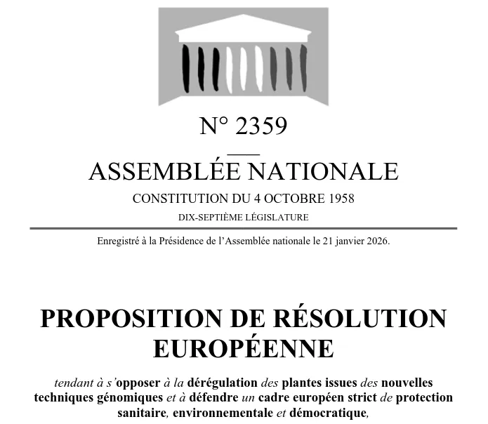 Deregulation of GMOs/NGTs: 71 French MPs Oppose the Government